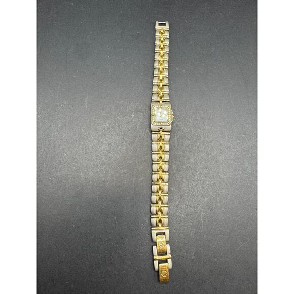 Vintage Elgin Diamond Cut Ladies Quartz Watch Two Tone White Dial ELC135 main image 4